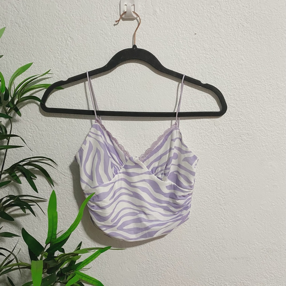 Princess Polly Purple Zebra Print Pandora Tank Top